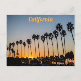 Californische palmbomen op het strand op zonsonder briefkaart