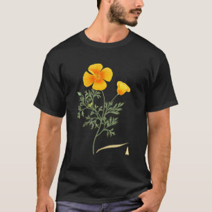 Californische papaver Botanische illustratievloer T-shirt