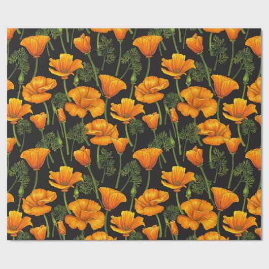 Californische papaver cadeaupapier (Vlak)