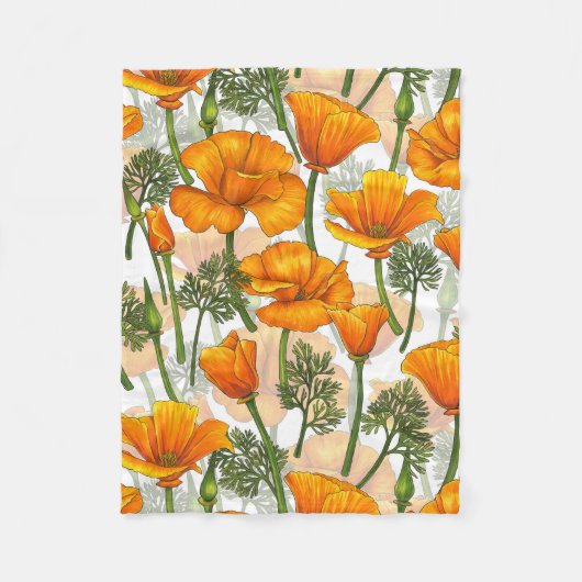 Californische papaver fleece deken (Voorkant)