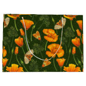 Californische papavers en motten op donkergroen groot cadeauzakje (Achterkant)
