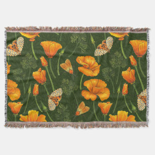 Californische papavers en motten op off white deken