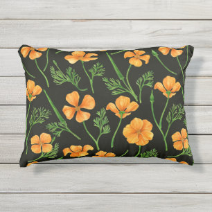Californische papavers, zomerbloemen, oranje wil buitenkussen