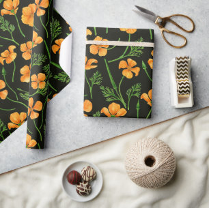 Californische papavers, zomerbloemen, oranje wil cadeaupapier