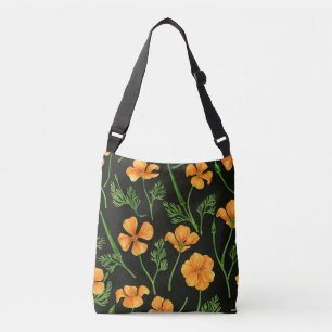 Californische papavers, zomerbloemen, oranje wil crossbody tas