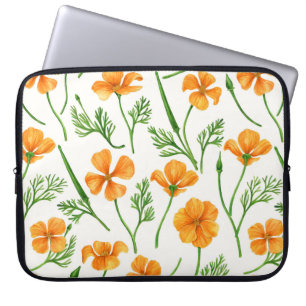 Californische papavers, zomerbloemen, oranje wil laptop sleeve