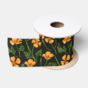 Californische papavers, zomerbloemen, oranje wil lint