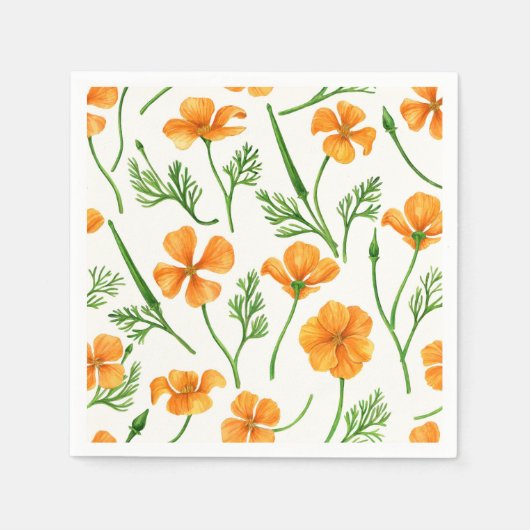 Californische papavers, zomerbloemen, oranje wil servet (Voorkant)