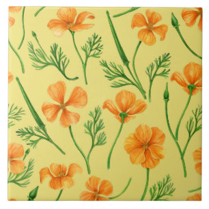 Californische papavers, zomerbloemen, oranje wil tegeltje