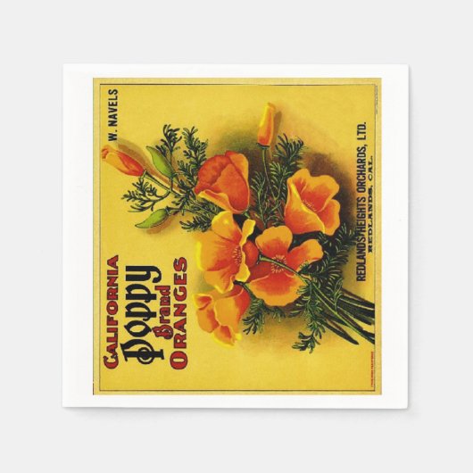 Californische papavery Sinaasappels Servetten (Voorkant)