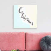 Californische penseel met Silhouette Map Canvas Afdruk (Insitu (Woonkamer))