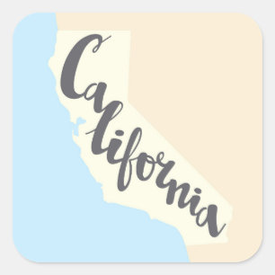 Californische penseel met Silhouette Map Vierkante Sticker