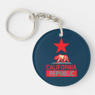 Californische Republiek in het rood en blauw stijl Sleutelhanger