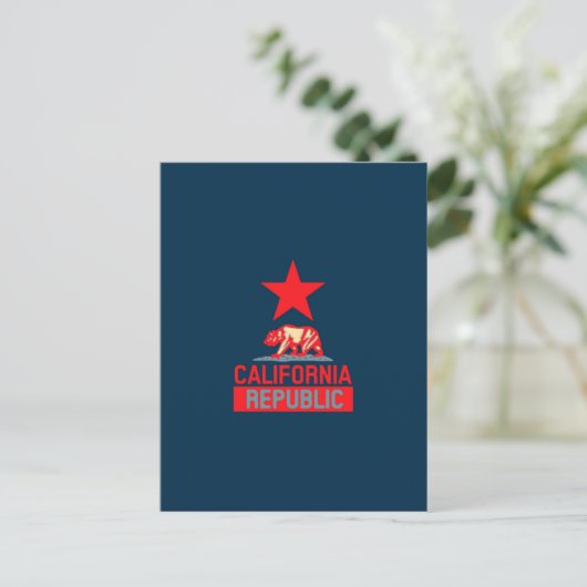 Californische Republiek in het Stijlrood en blauw Briefkaart (Staand voorkant)