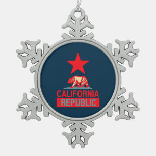 Californische Republiek in Urban Hope Style Tin Sneeuwvlok Ornament