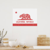 Californische Republiek (rood) Poster (Keuken)