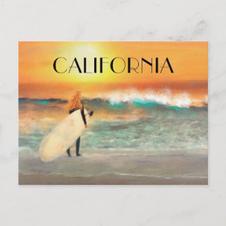 Californische surfermeisjes strand zonsondergang a briefkaart