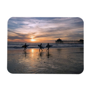 Californische surfers bij zonsondergang magneet