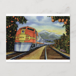 Californische trein in een Oranje grove Briefkaart