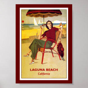Californische vintage poster, Laguna Beach, Poster