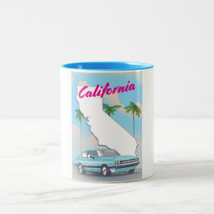 Californische vintage vakantieposter tweekleurige koffiemok