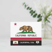 Californische Vlag & Californië Staat USA /Amerika Briefkaart (Staand voorkant)