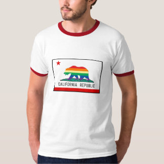 Californische vlag met regenboogBeer T-shirt
