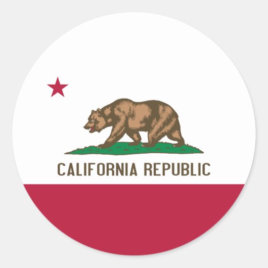 Californische vlag ronde sticker (Voorkant)
