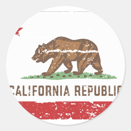  CALIFORNISCHE VLAG RONDE STICKER (Voorkant)
