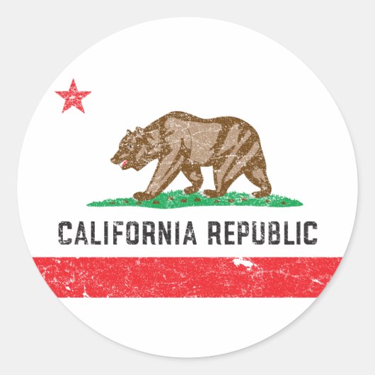 Californische vlag Ronde Sticker (Voorkant)