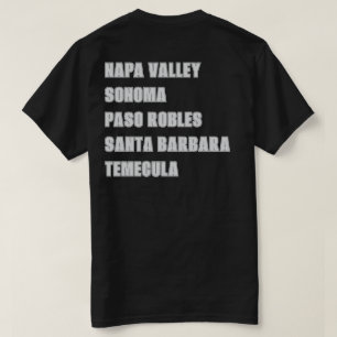 Californische wijnregio's Napa Zwart Voor en Achte T-shirt