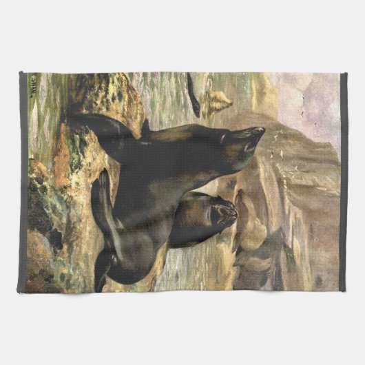 Californische Zee Lions door CE Swan Theedoek (Horizontaal)