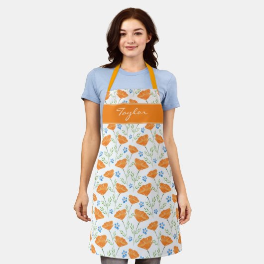 Califronia Waterverf Poppy Pattern Schort (Gedragen)
