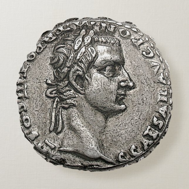 Caligula Romeinse keizer 🏛️ Gaius Caesar Oude mun Rond Kussen (Voorkant)