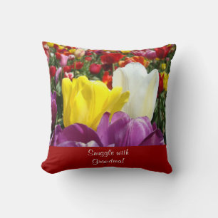 Câlins avec grand-mère ! oreiller Je t'aime tulipe