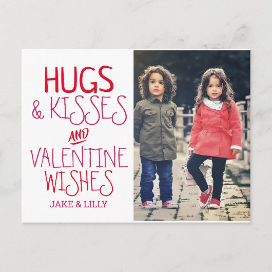 Câlins & Bisous| Carte photo de la Saint-Valentin (Devant)