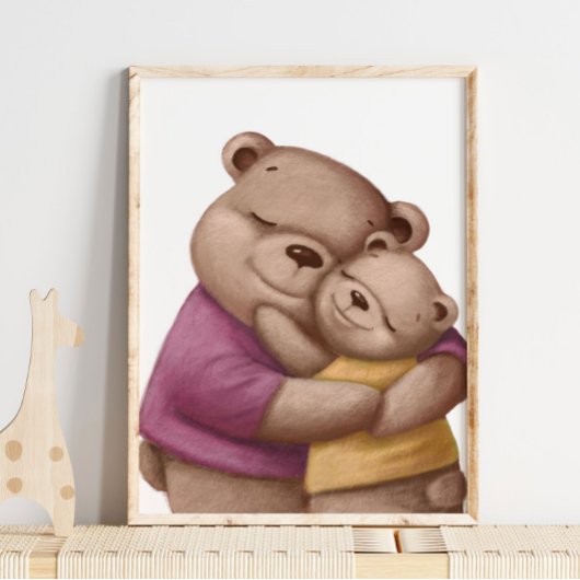 Câlins de Papa Ours à l'aquarelle | Impression mur