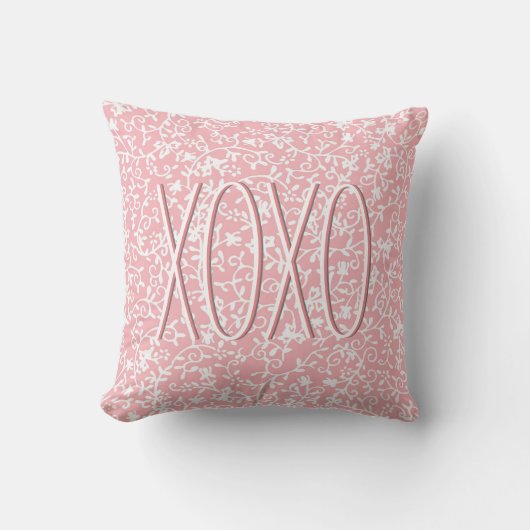 Câlins et baisers XOXO Coussin jeté rose (Recto)