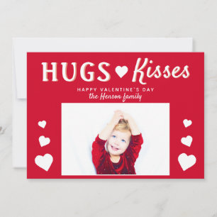 Câlins et bisous cœur rouge carte photo de la Sain