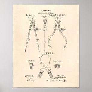 Calipers and dividers 1886 Patent Art Old Peper Poster