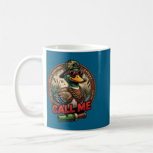 Call Me Duck Hunting Retro Valentine's Day Men Wom Koffiemok (Links)