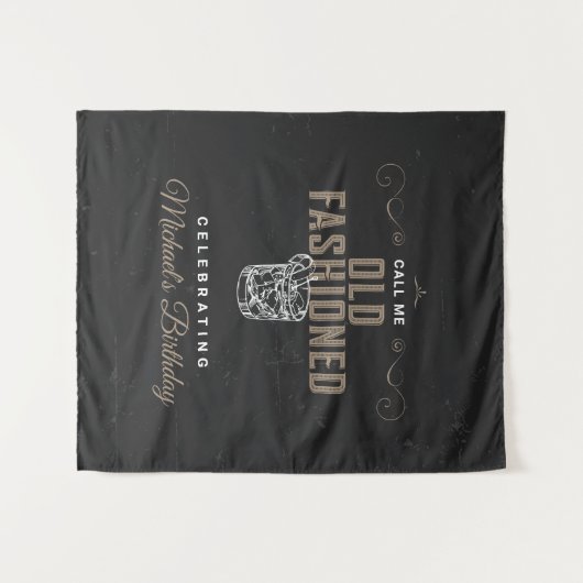 Call Me Old Fashioned Birthday Party Backdrop Wandkleed (Voorkant (horizontaal))