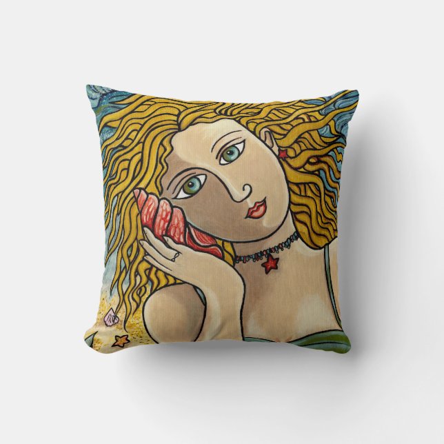 "Call of the Ocean" mermaid pillow Kussen (Voorkant)