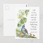 Call to Me Scripture Inspiration California Quail  Briefkaart (Voorkant / Achterkant)