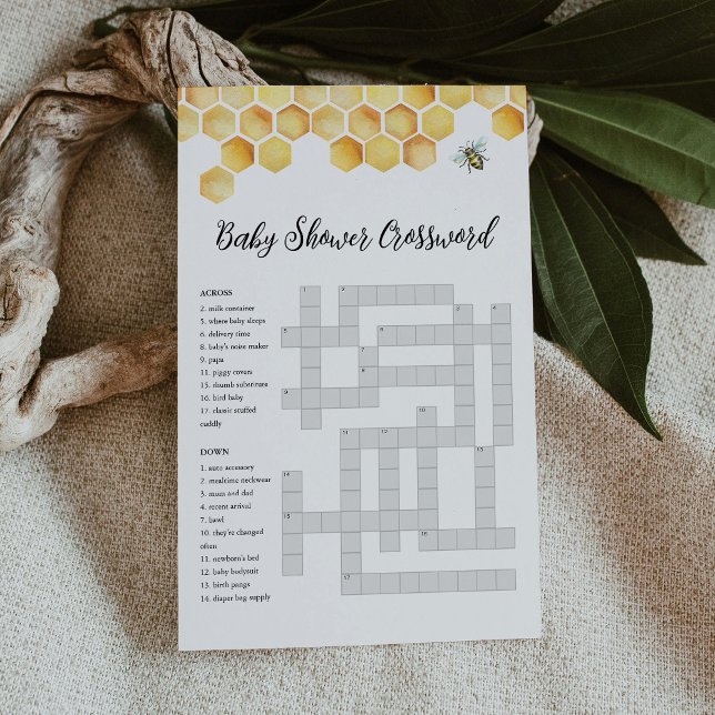 CALLA Bee Baby shower Crossword Game Kaart (Creator heeft geüpload)