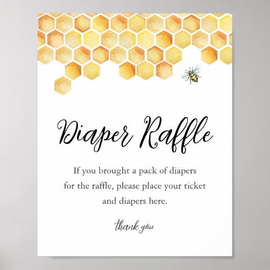 CALLA Bee Luier Raffle Baby shower Spel Sign Poster (Voorkant)