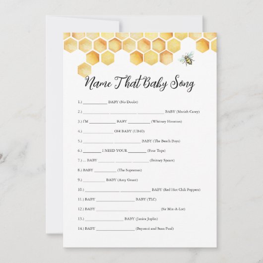 CALLA Bee Nom Que Bébé Chanson Carte Jeu (Devant)