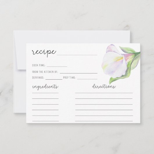 Calla blanche - Carte Recette (Devant)