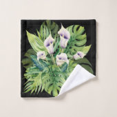 Calla-bloemen en tropische bladeren bad handdoek (Wasdoekje)