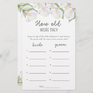 Calla bloemen - Hoe oud waren ze bruids spel